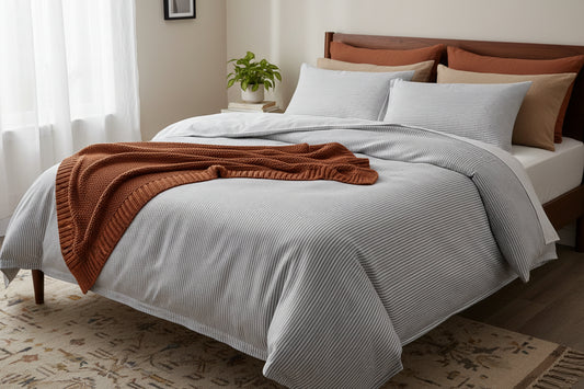 Tela Pique Ropa Cama Listada Gris Plata