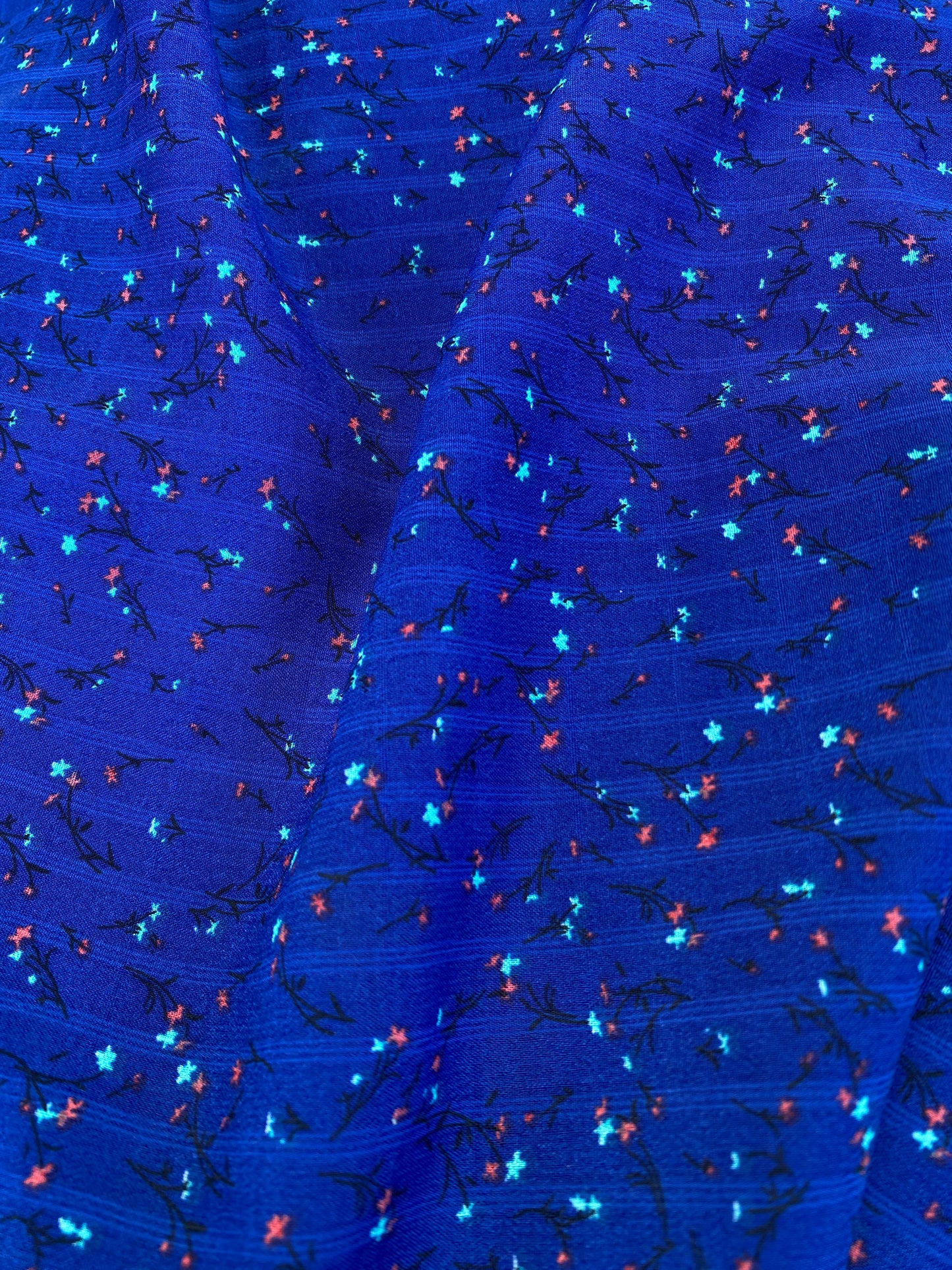 Gasa Chiffon Azul Floreado