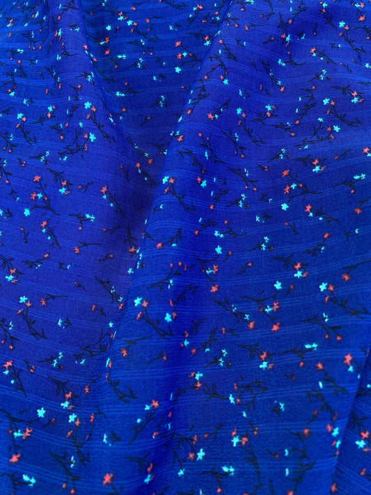 Gasa Chiffon Azul Floreado