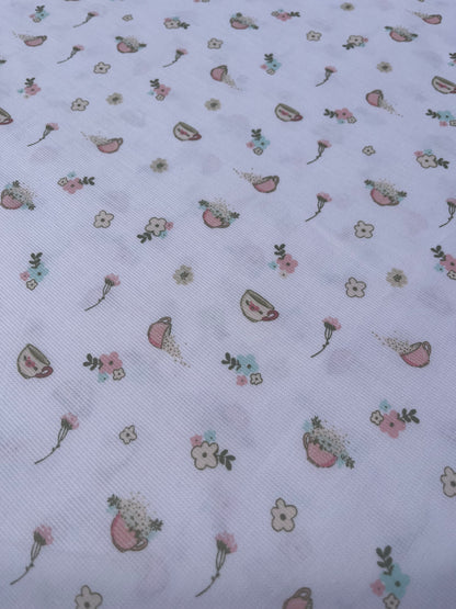 Tela Pique Ropa Cama Flores