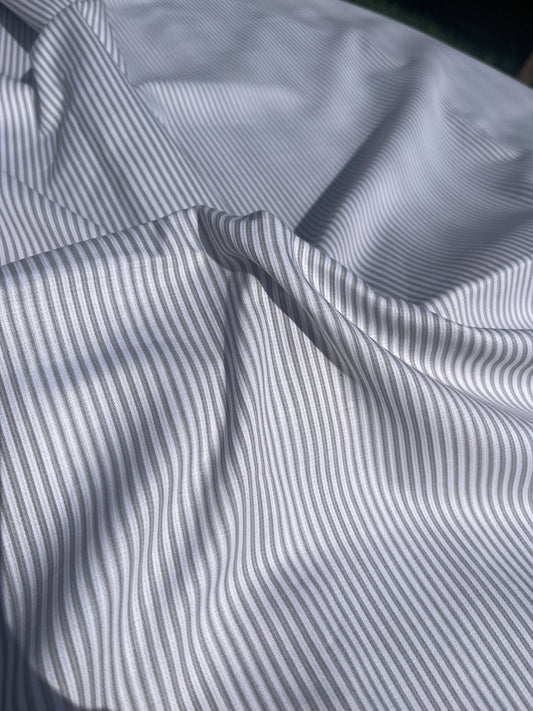 Tela Pique Ropa Cama Listada Gris Plata
