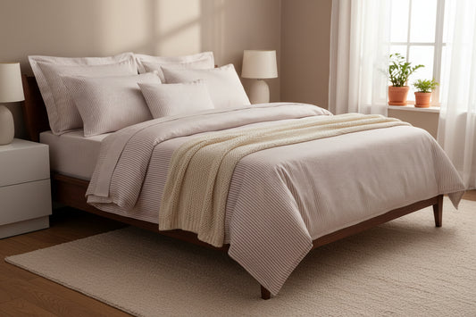 Tela Pique Ropa Cama Listada Beige
