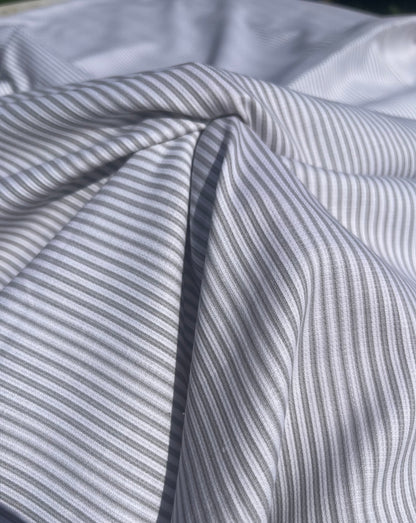 Tela Pique Ropa Cama Listada Gris Plata