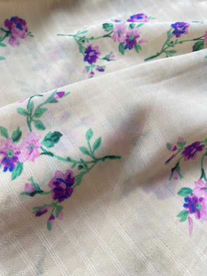 Gasa Chiffon Crema Floreado