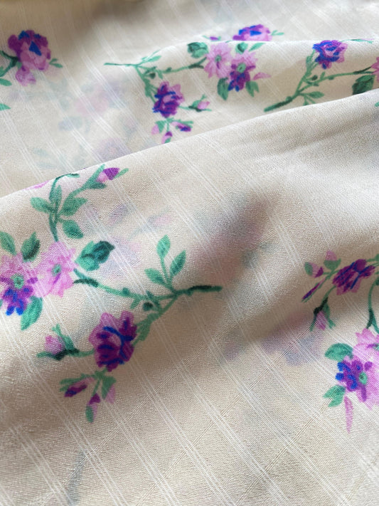 Gasa Chiffon Crema Floreado