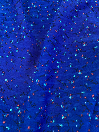 Gasa Chiffon Azul Floreado