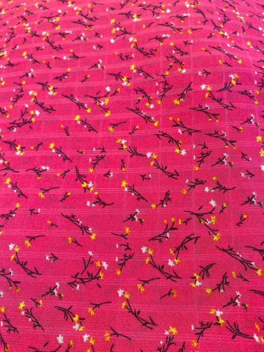 Gasa Chiffon Fucsia Floreado