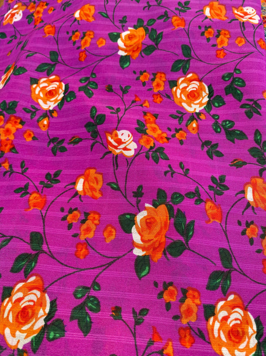 Gasa Chiffon Morado Floreado